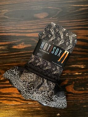 Hot Sox Black Lace Thigh Highs with Scalloped Trim